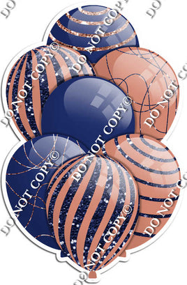 Navy Blue & Rose Gold Balloons - Sparkle Accents