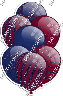 Navy Blue & Burgundy Balloons - Sparkle Accents