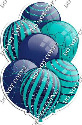 Navy Blue & Teal Balloons - Sparkle Accents