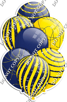 Navy Blue & Yellow Balloons - Sparkle Accents