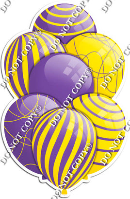 Purple & Yellow Balloons - Flat Accents
