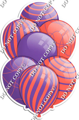Purple & Coral Balloons - Flat Accents