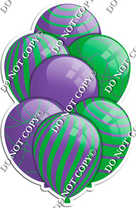 Purple & Green Balloons - Flat Accents