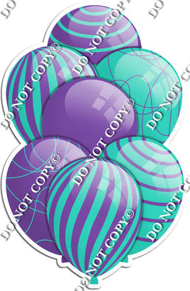 Purple & Mint Balloons - Flat Accents