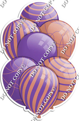 Purple & Rose Gold Balloons - Flat Accents