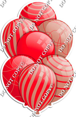 Red & Rose Gold Balloons - Flat Accents