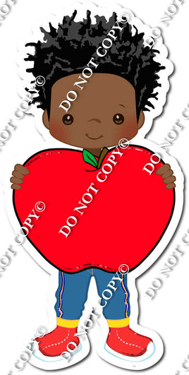 Dark Skin Tone Boy w/ Blank Apple