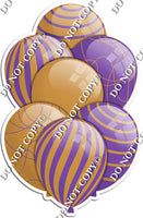 Gold & Purple Balloons - Flat Accents