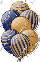 Gold & Navy Blue Balloons - Flat Accents