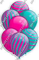 Hot Pink & Teal Balloons - Flat Accents