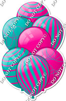 Hot Pink & Teal Balloons - Flat Accents