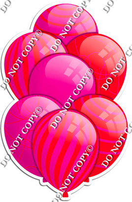 Hot Pink & Red Balloons - Flat Accents