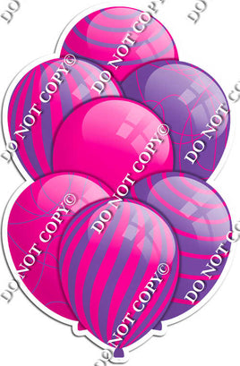 Hot Pink & Purple Balloons - Flat Accents