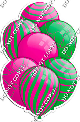 Hot Pink & Green Balloons - Flat Accents