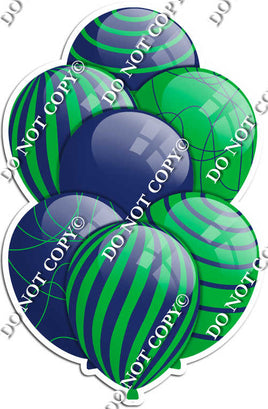 Navy Blue & Green Balloons - Flat Accents