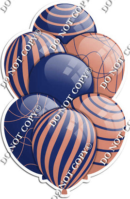 Navy Blue & Rose Gold Balloons - Flat Accents