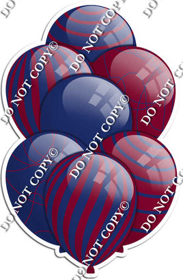 Navy Blue & Burgundy Balloons - Flat Accents