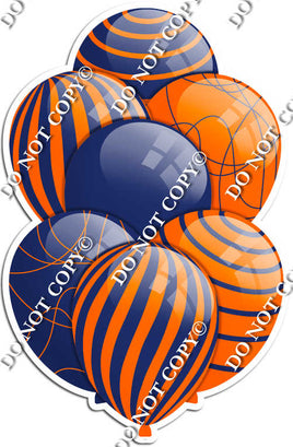 Navy Blue & Orange Balloons - Flat Accents