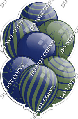 Navy Blue & Sage Balloons - Flat Accents