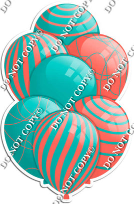 Teal & Coral Balloons - Flat Accents