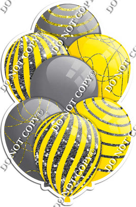Grey / Silver Balloons & Yellow - Sparkle Accents