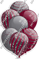 Grey / Silver Balloons & Burgundy - Sparkle Accents