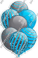 Grey / Silver Balloons & Caribbean - Sparkle Accents