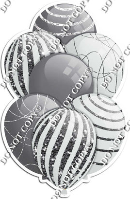 Grey / Silver Balloons & Light Silver - Sparkle Accents