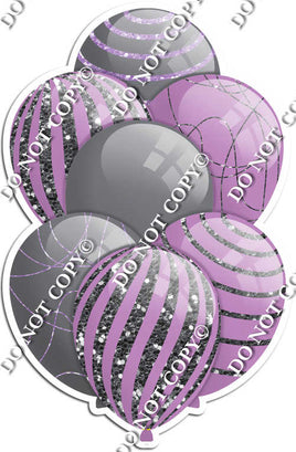 Grey / Silver Balloons & Lavender - Sparkle Accents