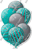 Grey / Silver Balloons & Teal - Sparkle Accents