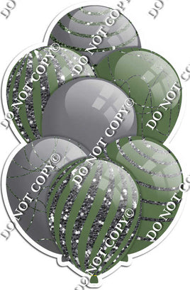 Grey / Silver Balloons & Sage - Sparkle Accents