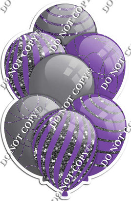 Grey / Silver Balloons & Purple - Sparkle Accents