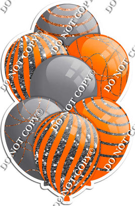 Grey / Silver Balloons & Orange - Sparkle Accents
