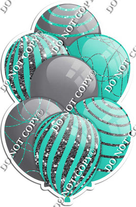 Grey / Silver Balloons & Mint - Sparkle Accents