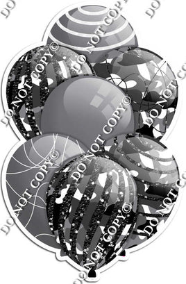 Grey / Silver Balloons & White Camo Balloons - Rainbow Sparkle Accents