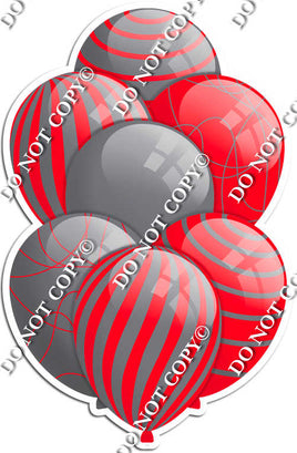 Grey / Silver Balloons & Red - Flat Accents