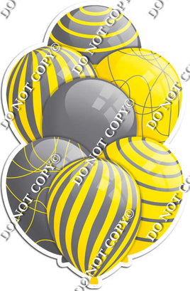 Grey / Silver Balloons & Yellow - Flat Accents