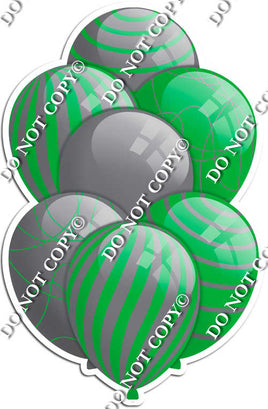 Grey / Silver Balloons & Green - Flat Accents