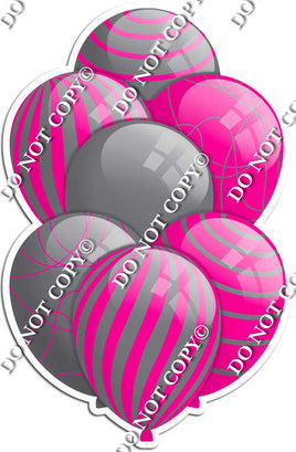 Grey / Silver Balloons & Hot Pink - Flat Accents