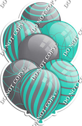 Grey / Silver Balloons & Mint - Flat Accents