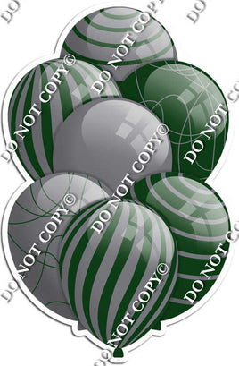 Grey / Silver Balloons & Hunter Green - Flat Accents