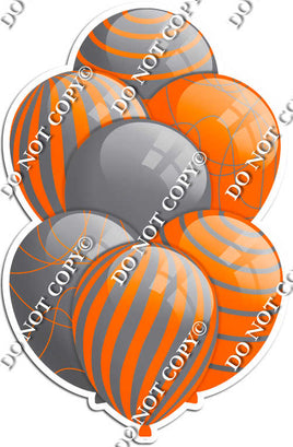 Grey / Silver Balloons & Orange - Flat Accents