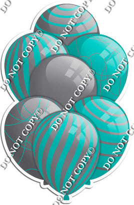 Grey / Silver Balloons & Teal - Flat Accents