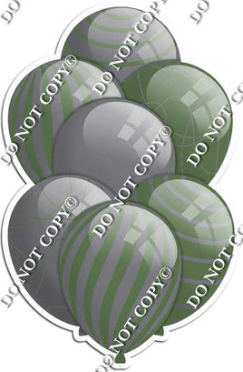 Grey / Silver Balloons & Sage - Flat Accents