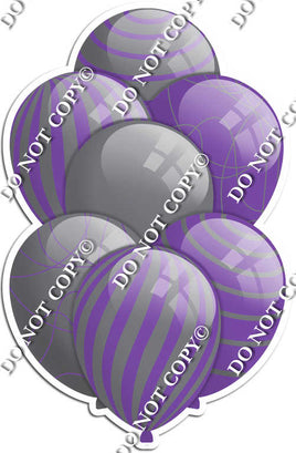 Grey / Silver Balloons & Purple - Flat Accents