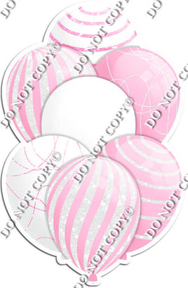 White & Baby Pink Balloons - Sparkle Accents