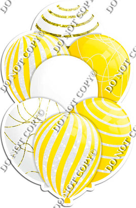 White & Yellow Balloons - Sparkle Accents