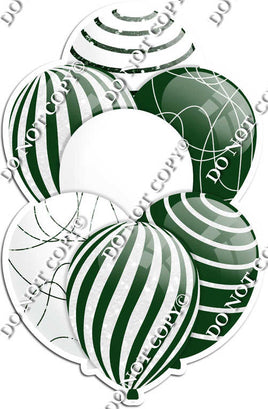 White & Hunter Green Balloons - Sparkle Accents
