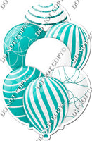 White & Teal Balloons - Sparkle Accents