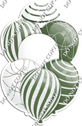 White & Sage Balloons - Sparkle Accents